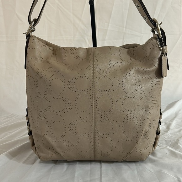 Coach F19407 Perforated Leather North South Duffel in Grey - Picture 2 of 11